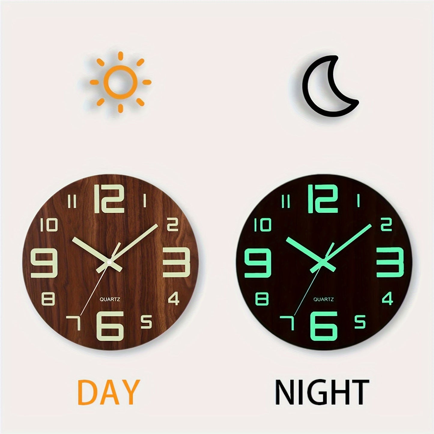 Walnut Luminous Wall Clock