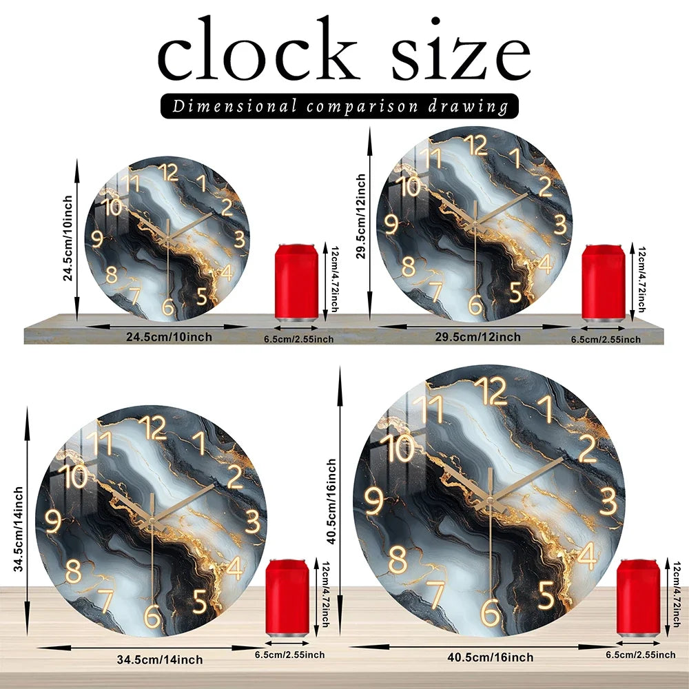 Blue & Gold Marble Wall Clock