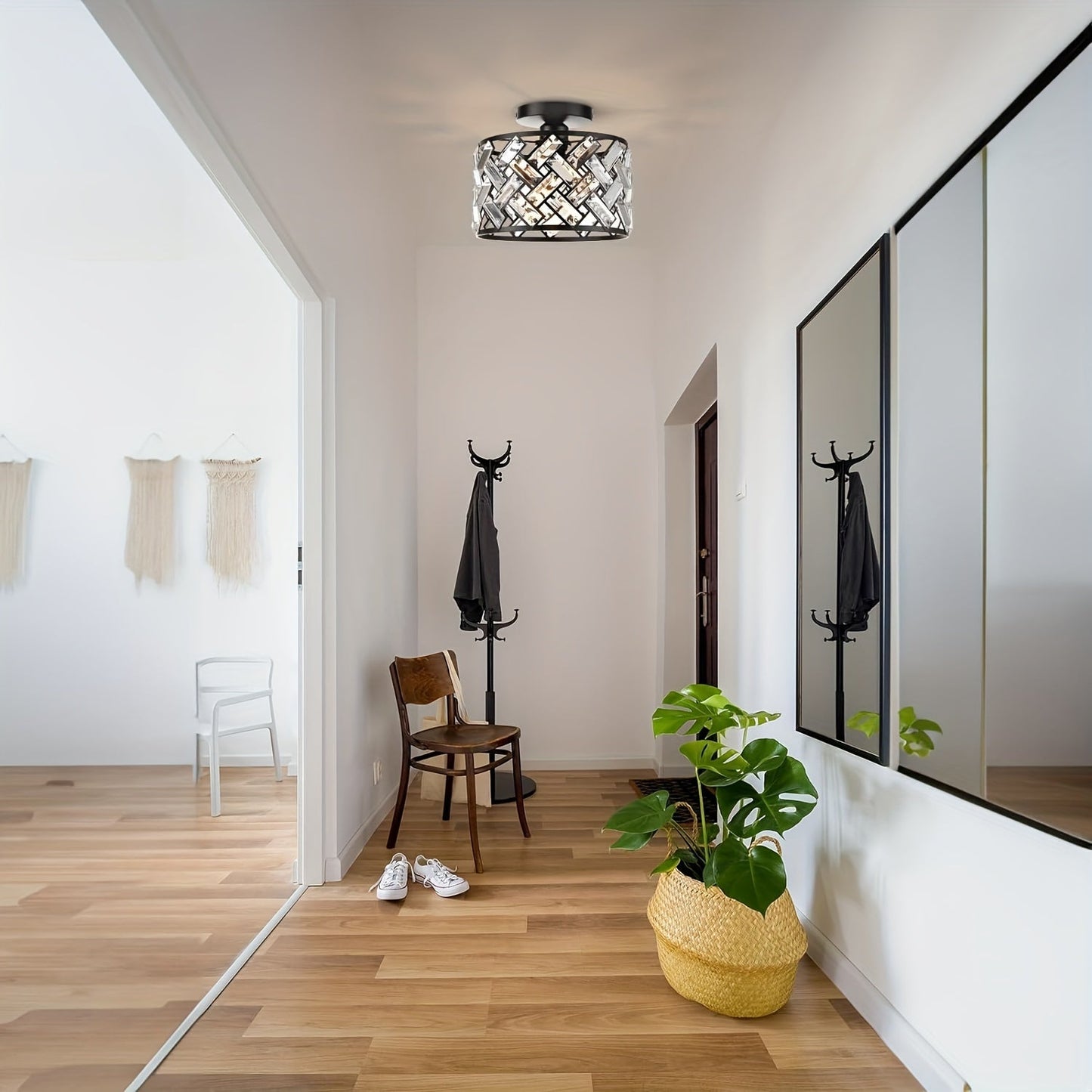 Modern Crystal Semi Flush Mount Ceiling Light