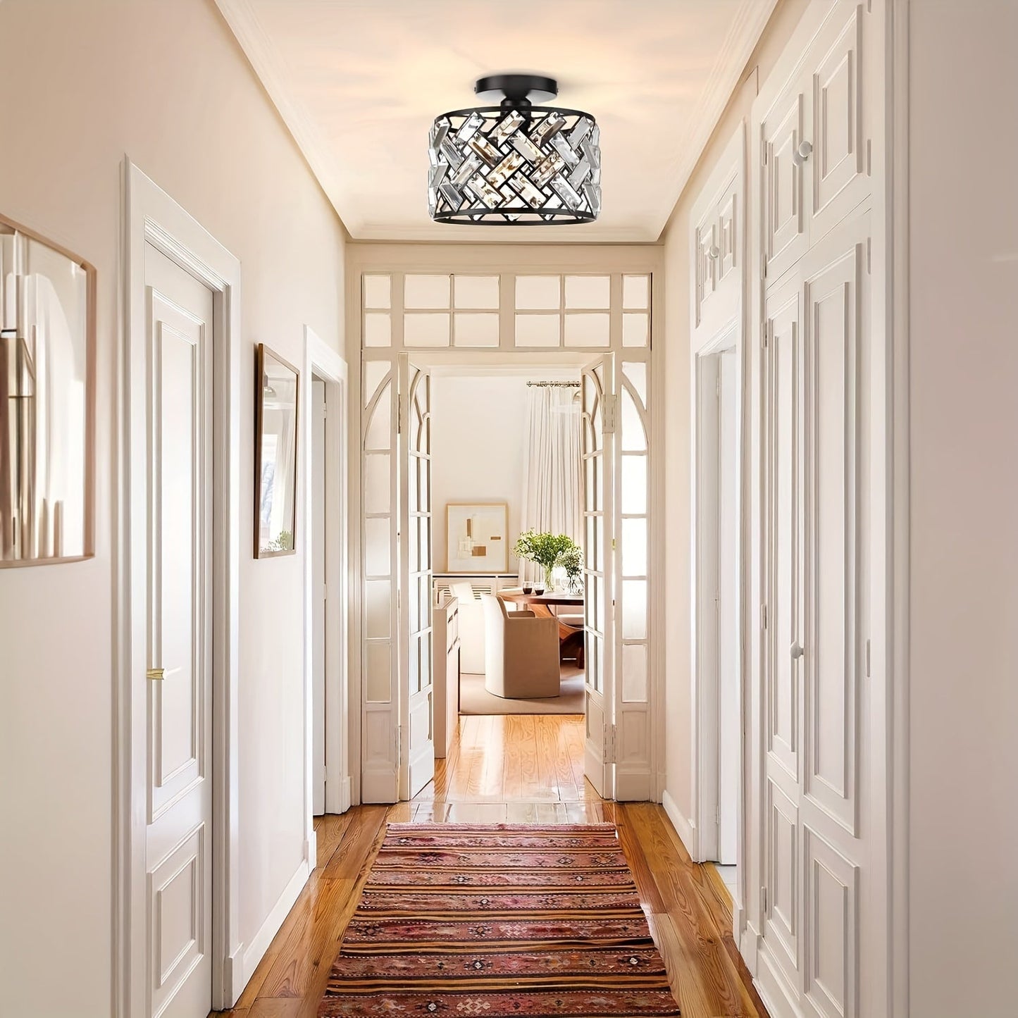 Modern Crystal Semi Flush Mount Ceiling Light