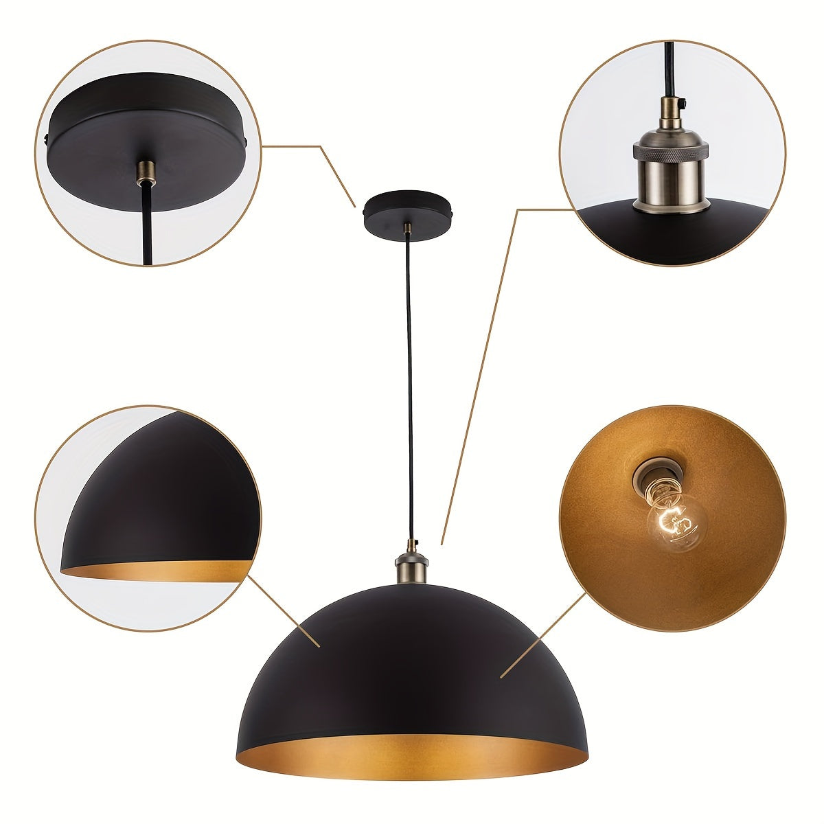 Vintage Industrial Dome Pendant Light