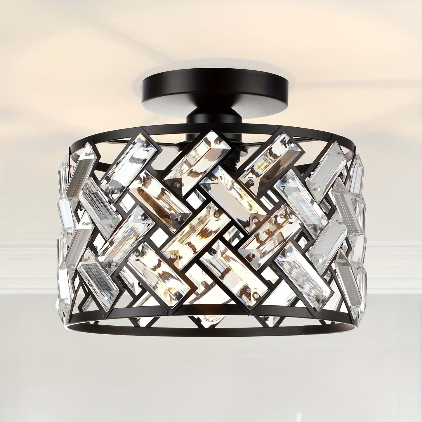 Modern Crystal Semi Flush Mount Ceiling Light