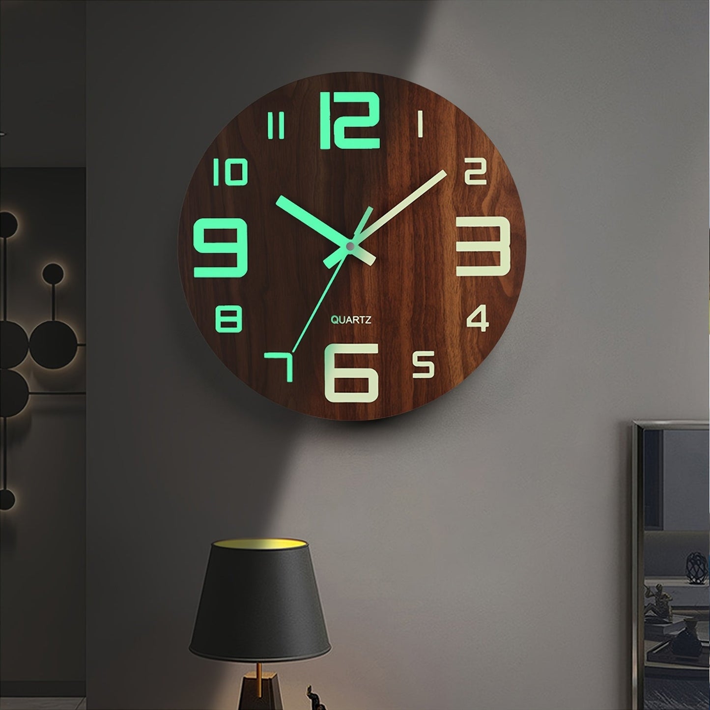 Walnut Luminous Wall Clock