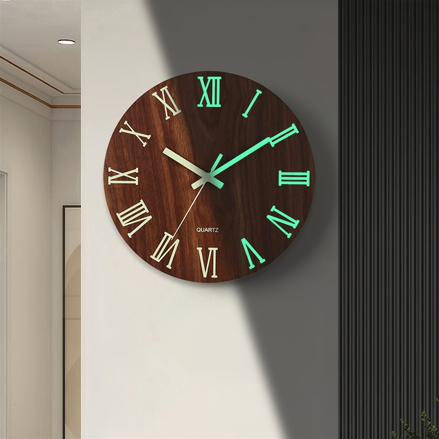 Walnut Luminous Wall Clock